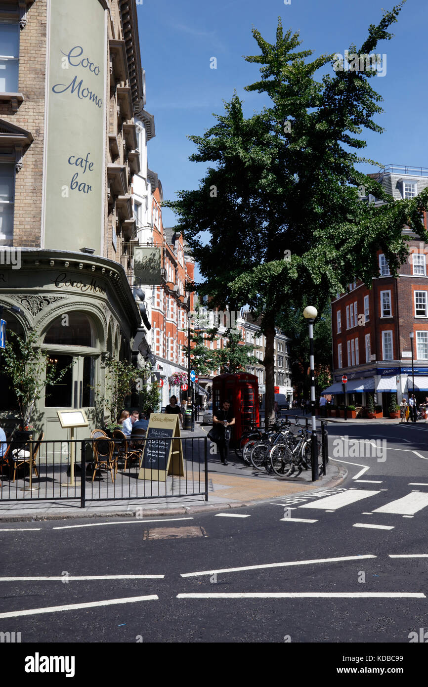 Coco Momo à l'angle de Marylebone High Street et Paddington Street, Marylebone, Londres, Royaume-Uni Banque D'Images