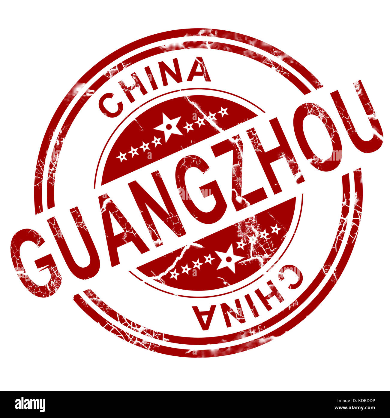 Guangzhou rouge stamp avec fond blanc, 3D Rendering Banque D'Images