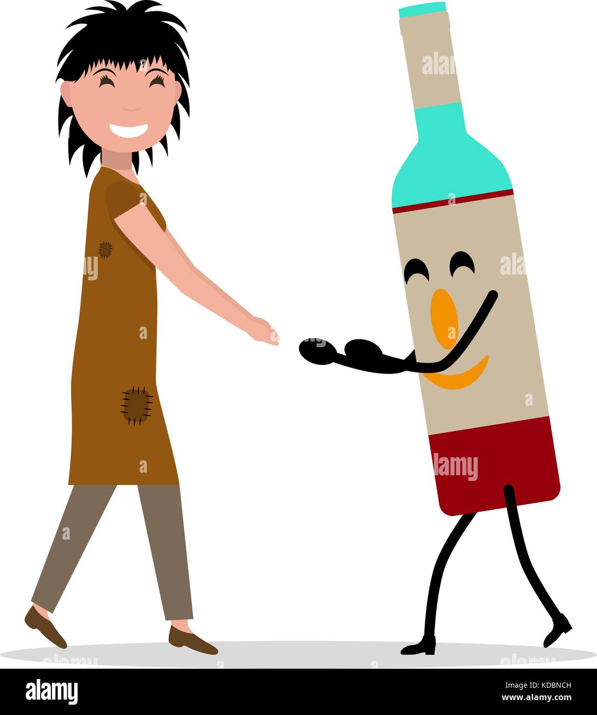 Cartoon vector woman alcool bouteille Illustration de Vecteur