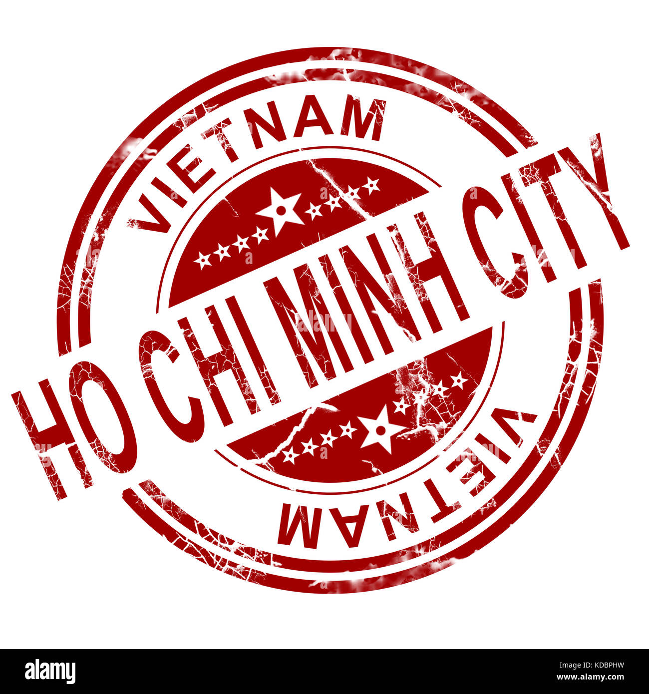 Ho chi minh ville rouge stamp avec fond blanc, 3D Rendering Banque D'Images