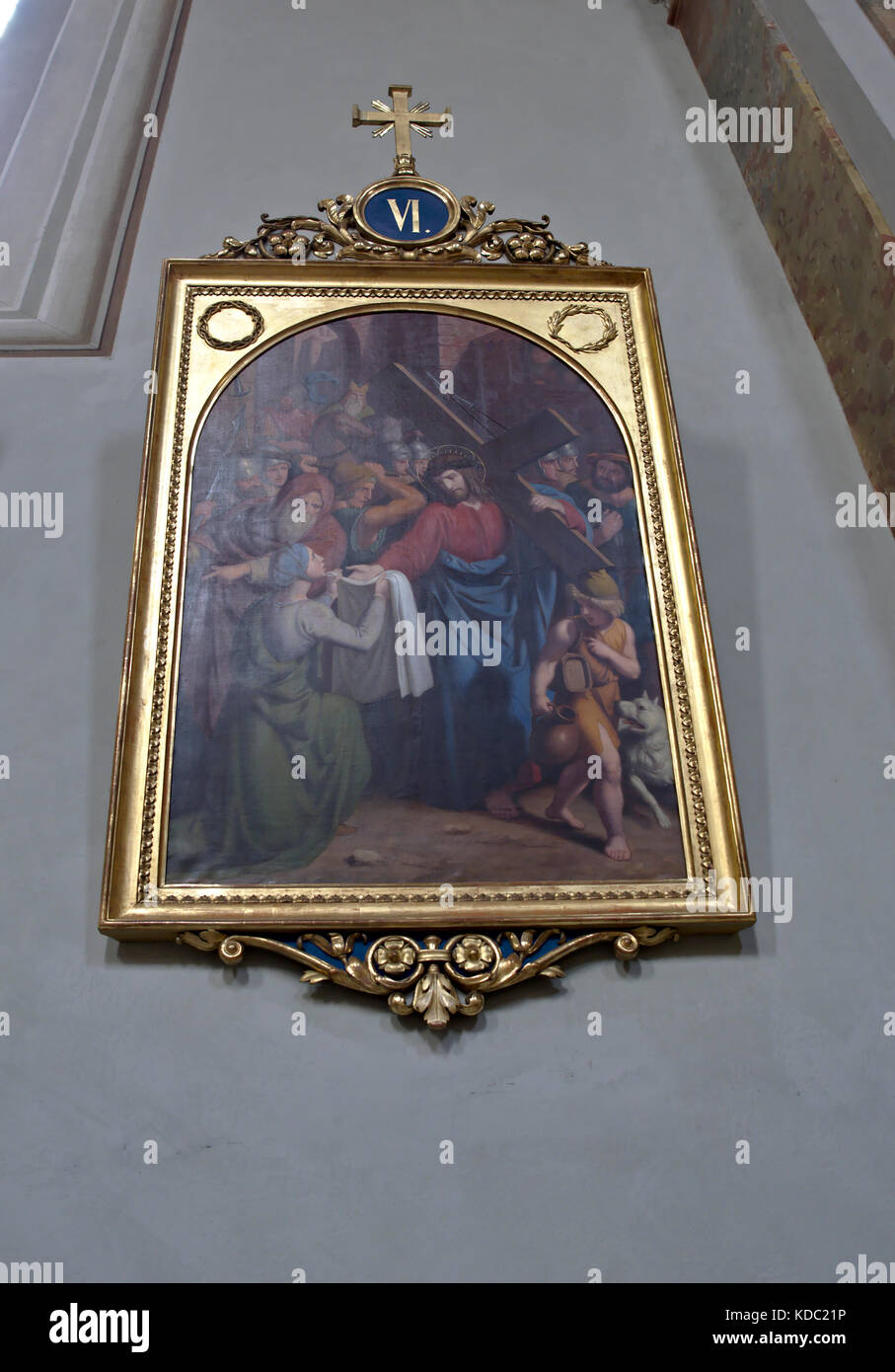 Bressanone Alto Adige Italia. Brixen Italie Tyrol du Sud. Église paroissiale de St Michel, de l'intérieur tableau représentant la sixième station du Chemin de croix ve Banque D'Images