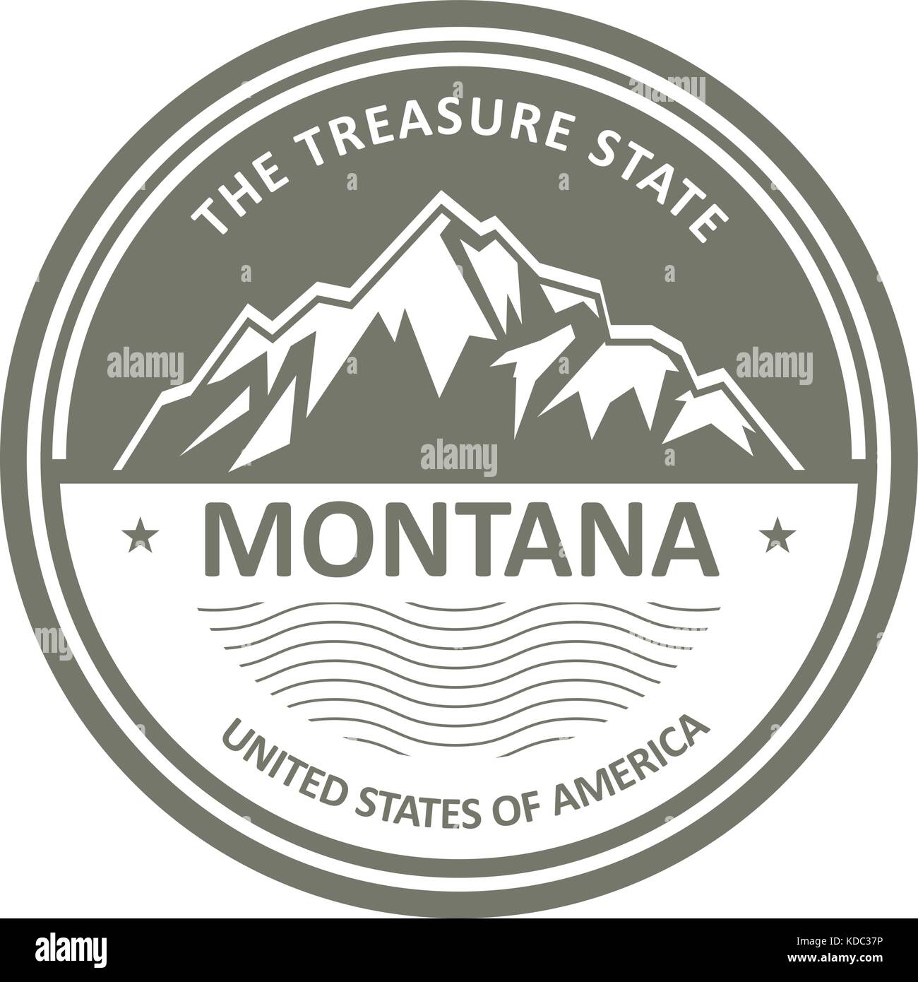Montagnes du Montana - label Montagne enneigée Illustration de Vecteur