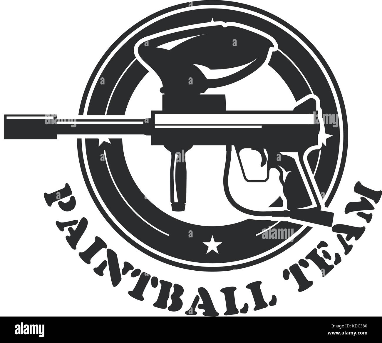 L'emblème avec le marqueur de paintball - paintball gun Illustration de Vecteur