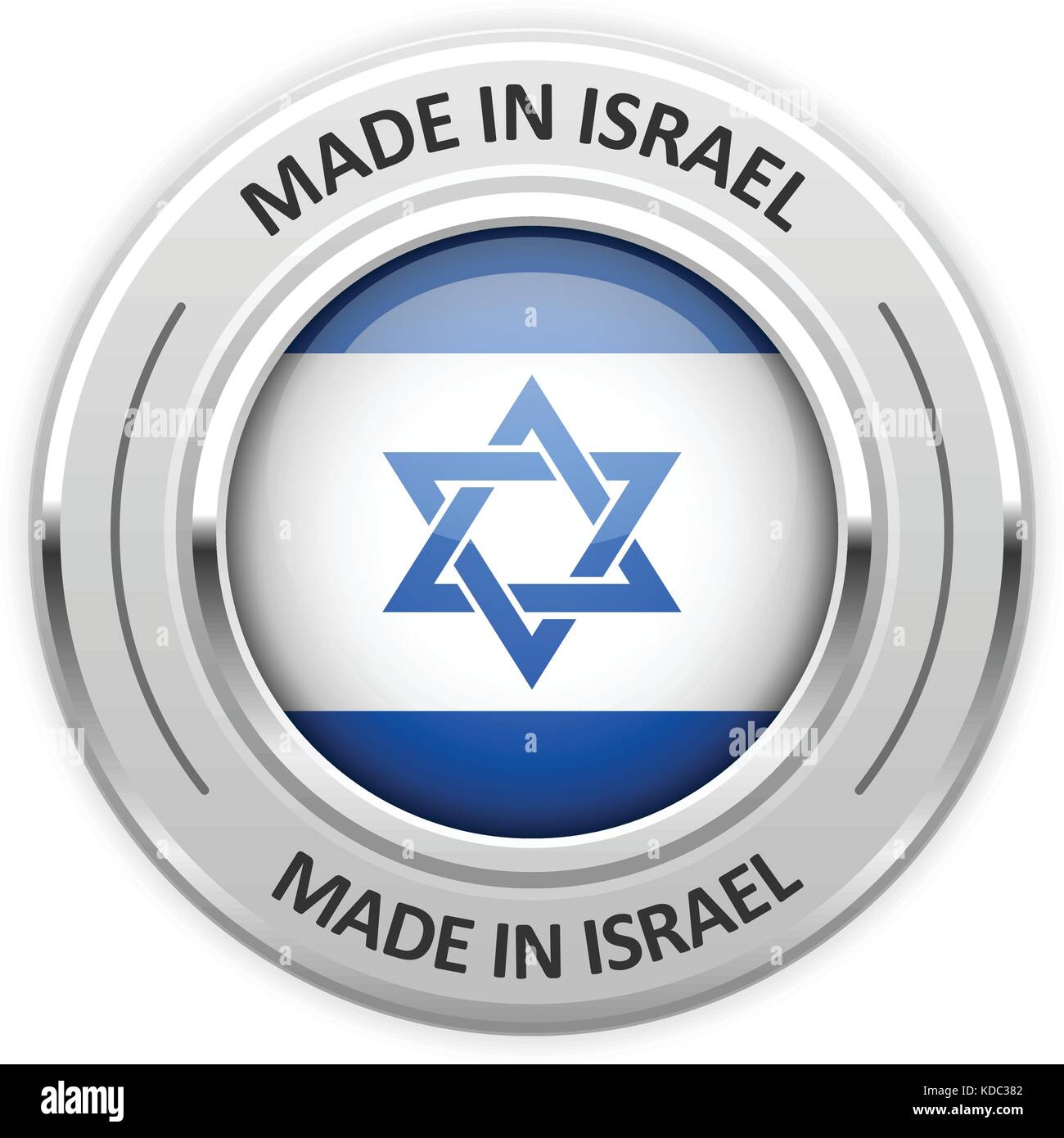 Médaille d'argent fait en Israël avec le drapeau Illustration de Vecteur