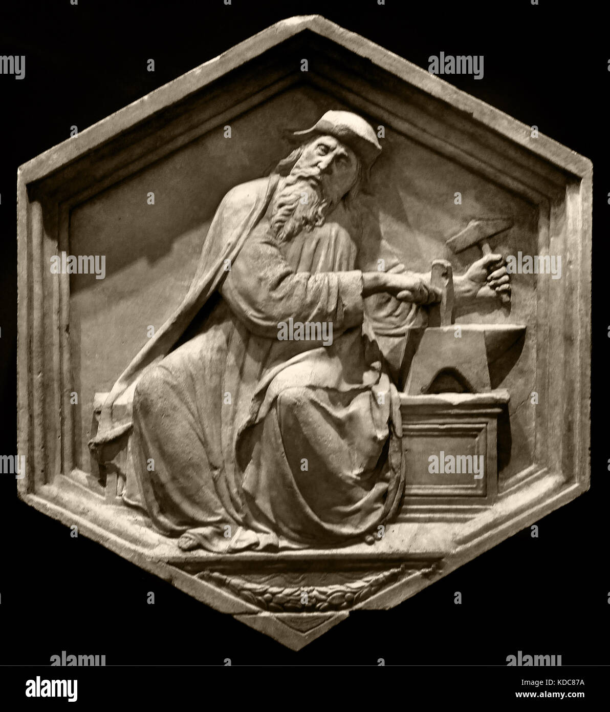 Par Tubalkain Pisano 1290 - 1348 est l'architecte et sculpteur atelier a commencé à propos de 1336 avec les reliefs pour le Campanile ( la Cattedrale di Santa Maria del Fiore de Florence )1336 Florence Italie ( Museo dell' Opera del Duomo ) Banque D'Images