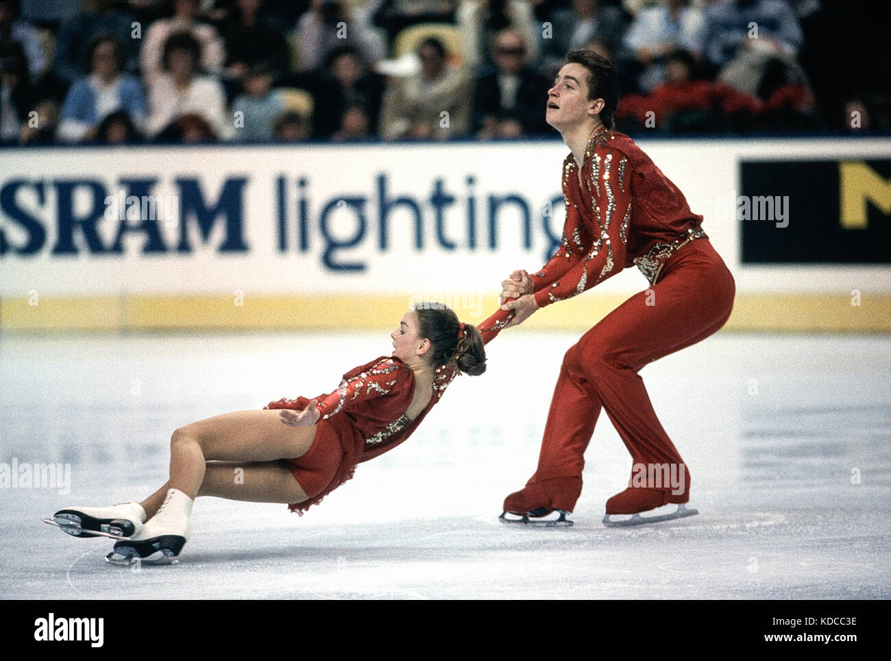 Gordeeva & grinkov (URS) en concurrence au championnats du monde 1987. Banque D'Images