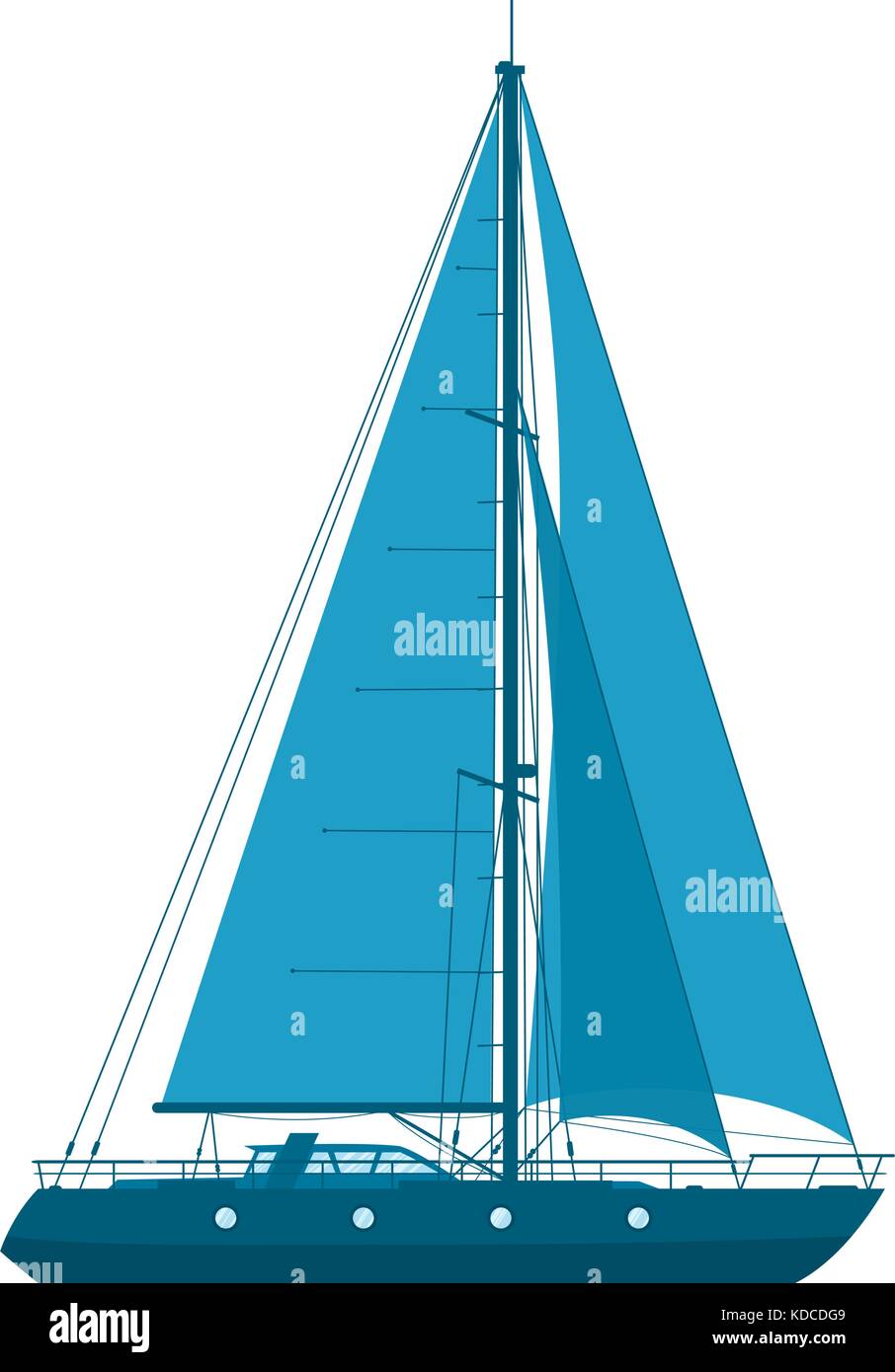 Yacht à voile bleu Illustration de Vecteur