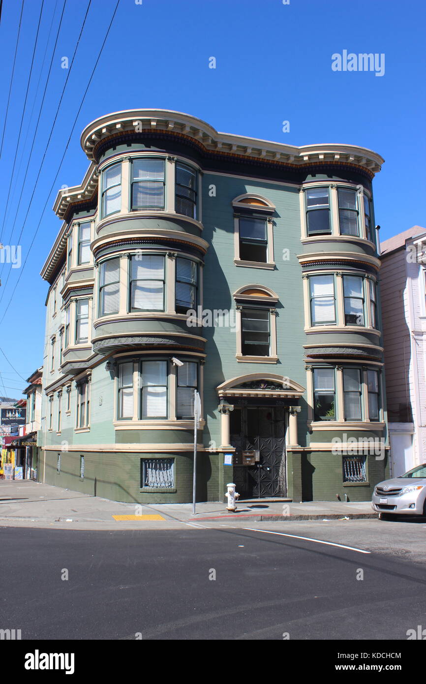 Appartements de style édouardien construite 1911, Mission District, San Francisco, Californie Banque D'Images