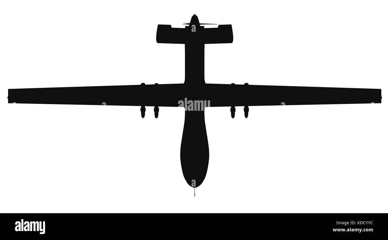 Mq-1c eagle gris drone militaire. vue d'en haut. 3D render. isolated background. Banque D'Images