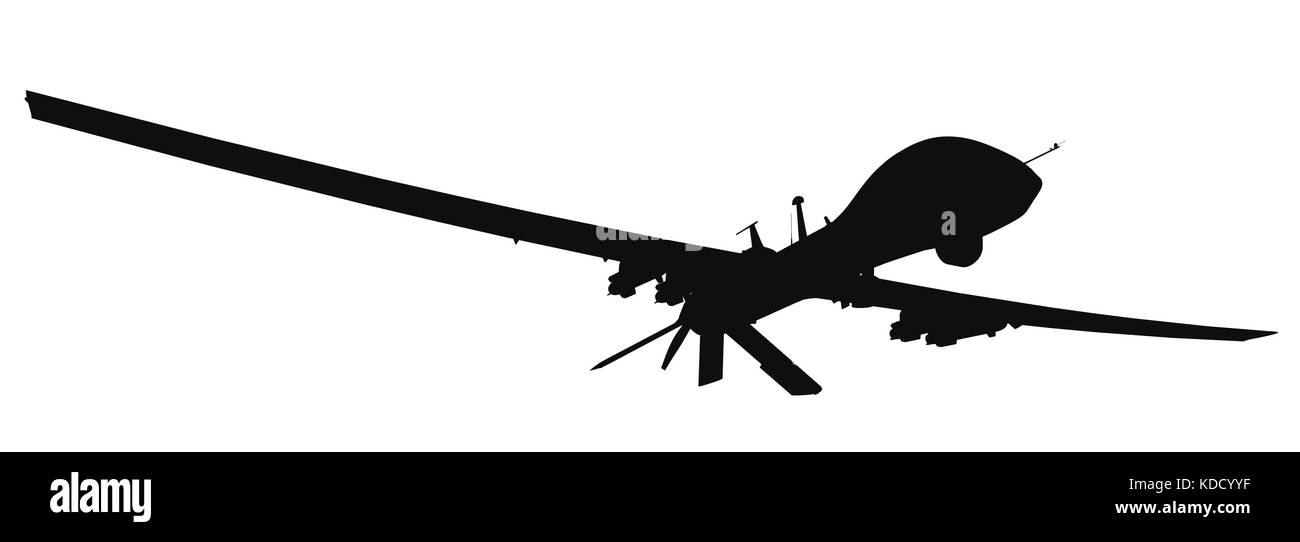 Drone militaire MQ-1C Gray Eagle. rendu 3d. Arrière-plan isolé. Banque D'Images