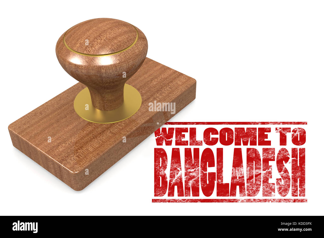 Timbres en caoutchouc rouge avec bienvenue au Bangladesh de droit, rendu 3D Banque D'Images