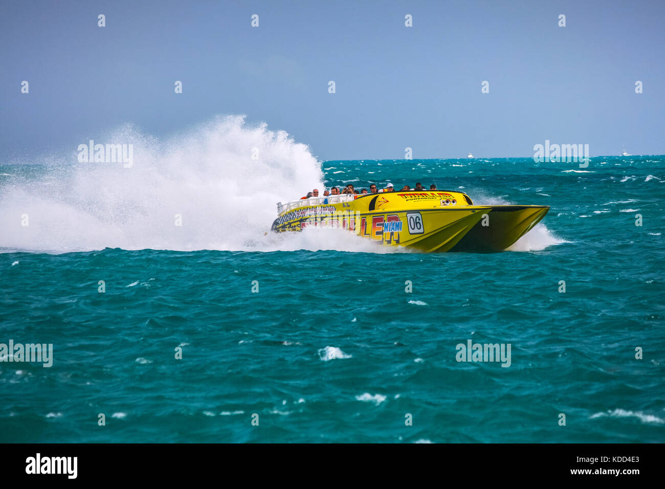 Vitesse jaune bateau à Miami, Floride Banque D'Images