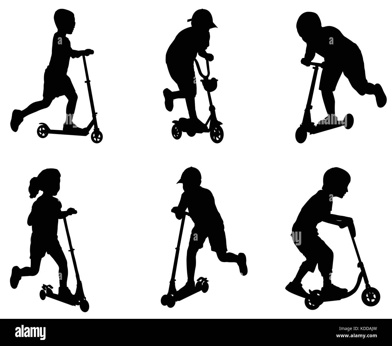 - Vector silhouettes scooting enfants Illustration de Vecteur