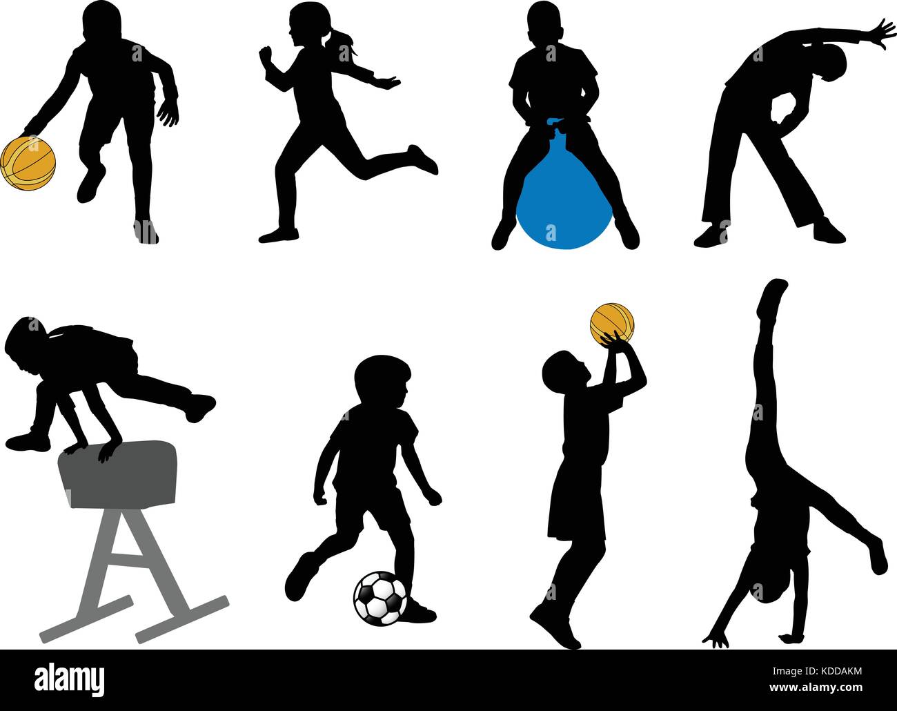 Enfants sport - vector silhouettes Illustration de Vecteur