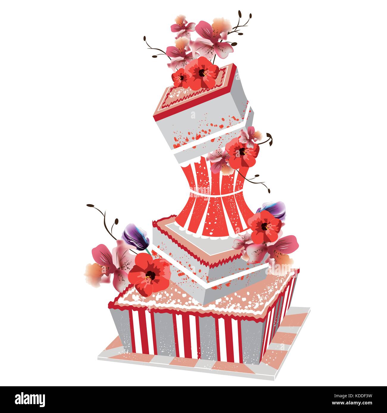 Grand gâteau, anniversaire, félicitations Illustration de Vecteur