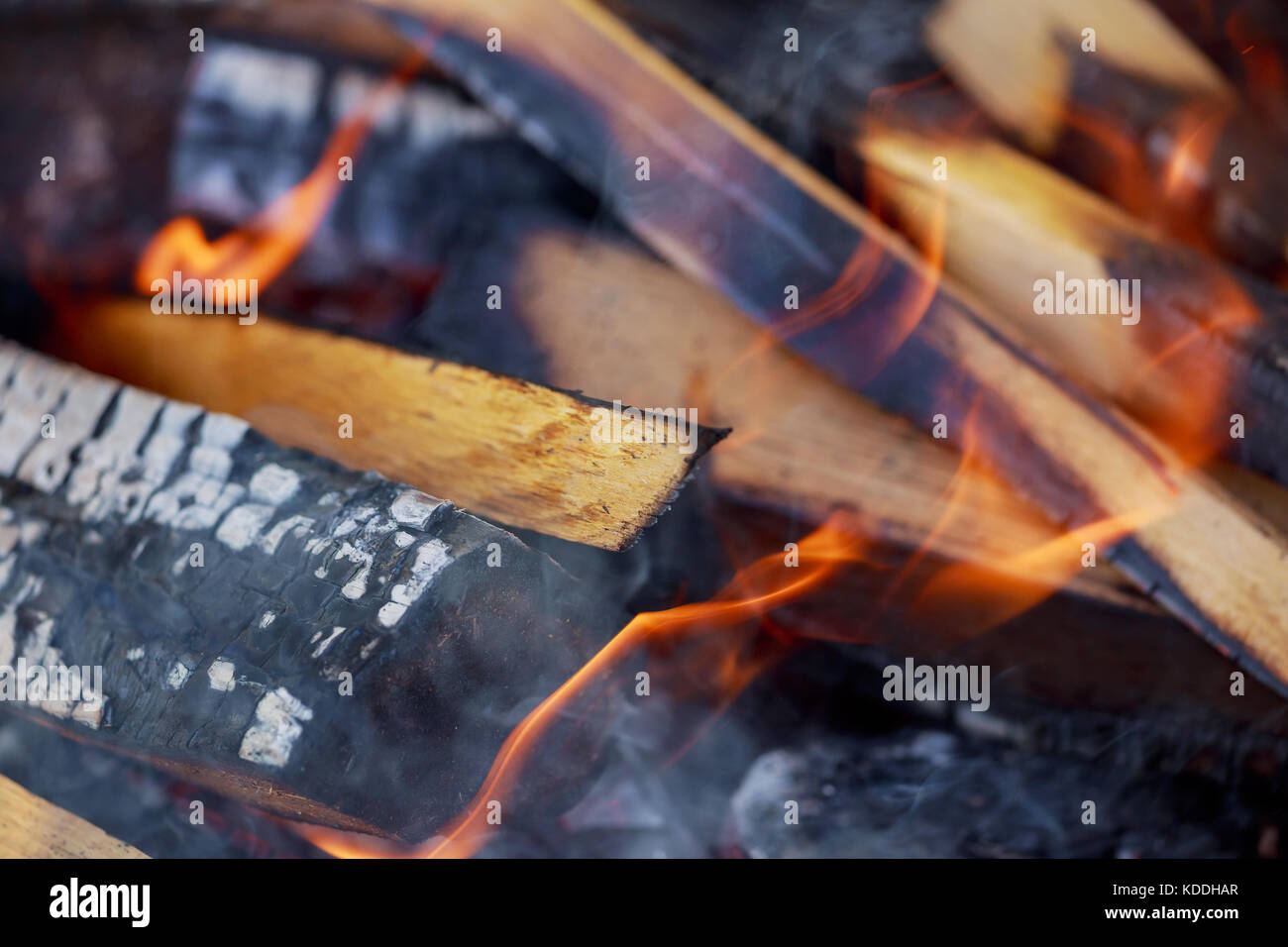 La chaleur du feu de bois feu close-up view close-up, feu, charbon Banque D'Images