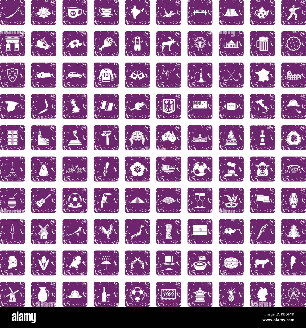 100 site icons set grunge purple Illustration de Vecteur