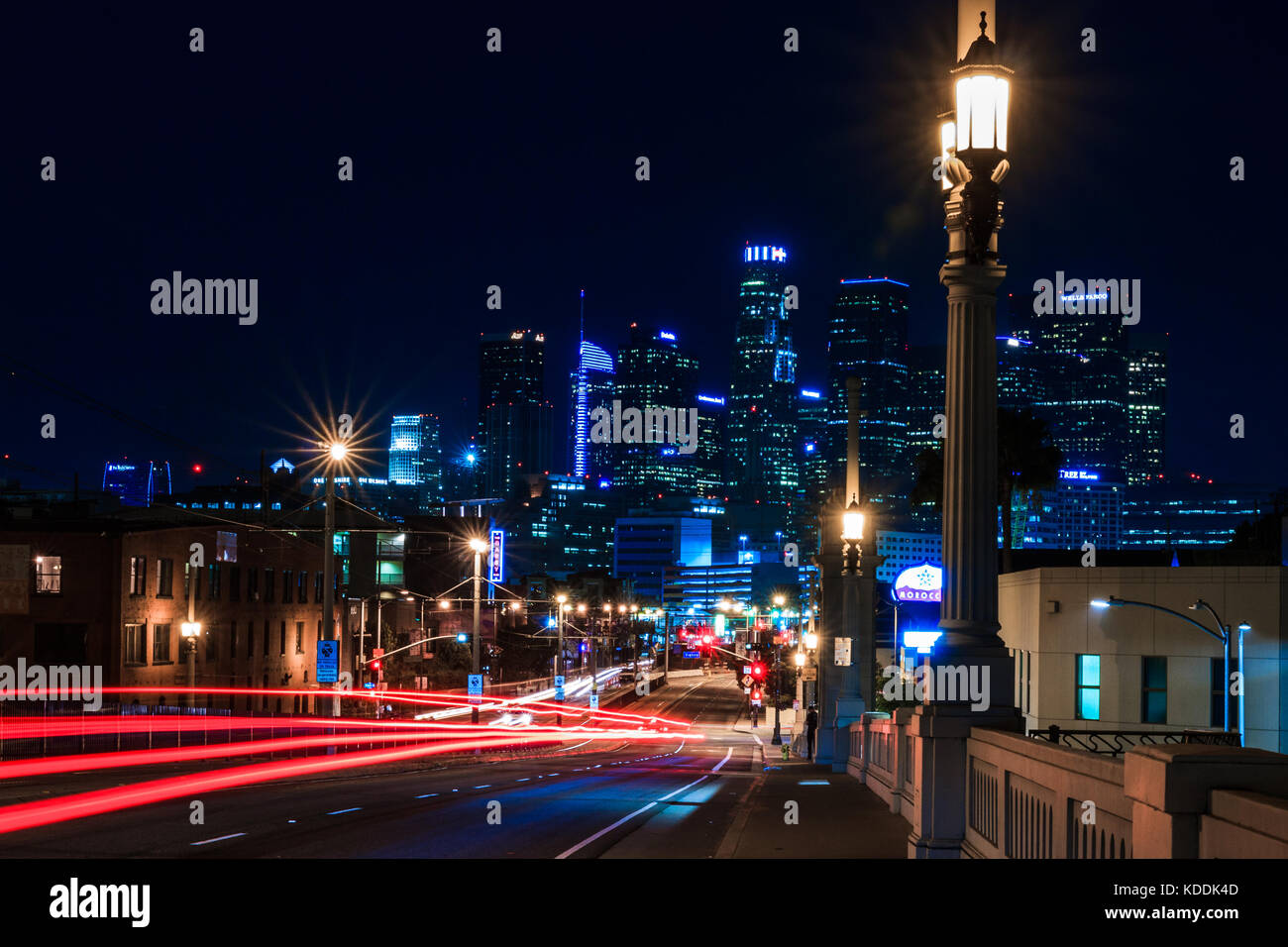 Los Angeles Downtown Cityscape at Night Banque D'Images