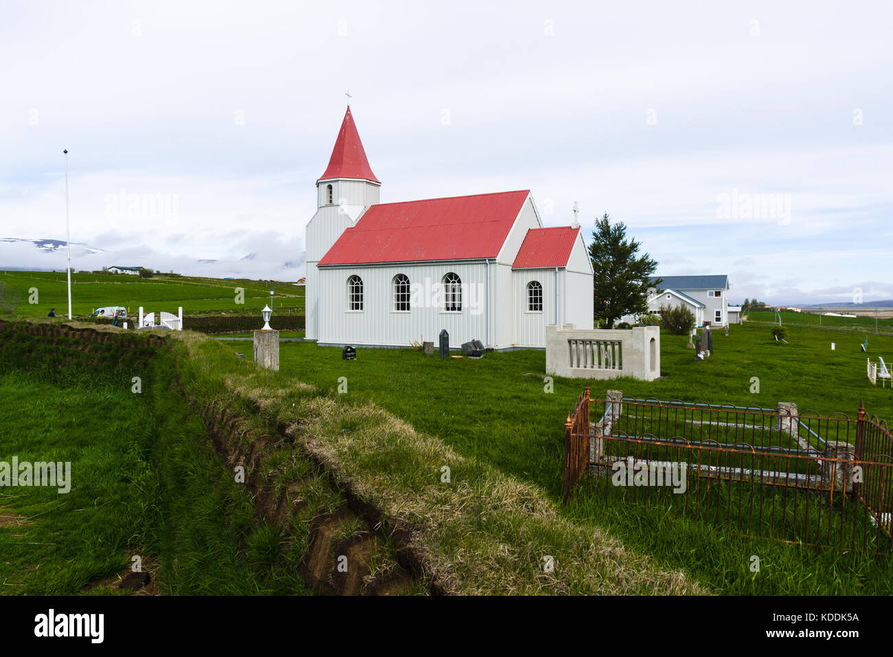 Glaumbaer l'église et de l'cimetière, dernière demeure de Snorri Thorfinnsson, premier européen né en Amérique du Nord. Banque D'Images