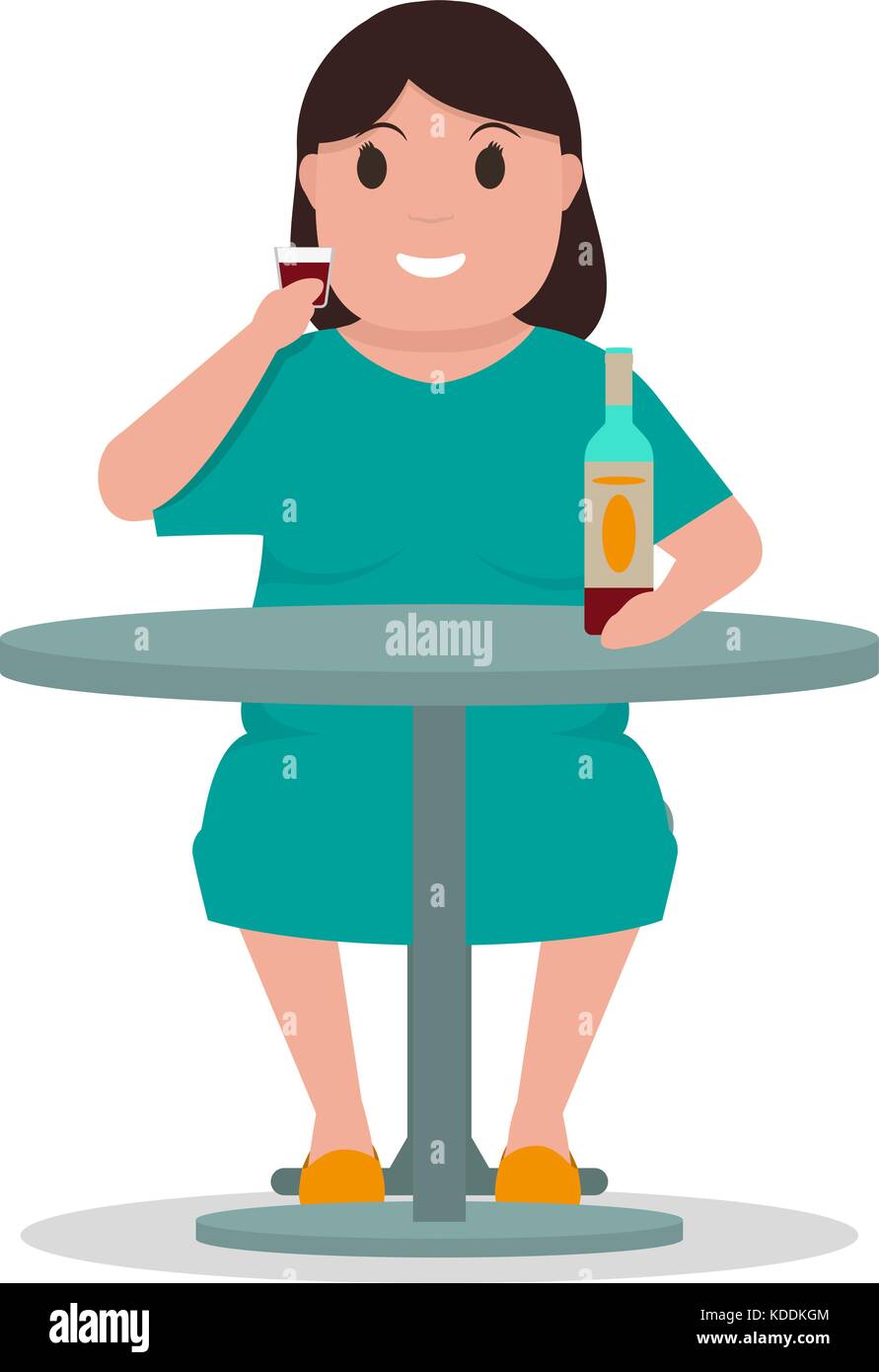 Vector cartoon femme alcoolique boire de l'alcool le tableau Illustration de Vecteur