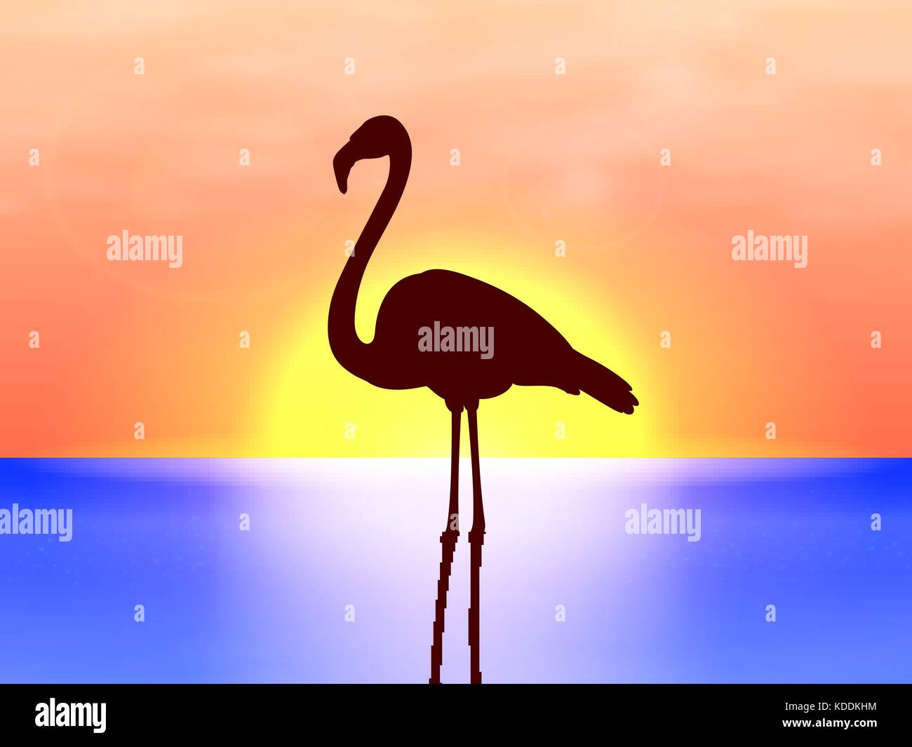 Flamingo silhouette vecteur sur un arrière-plan le coucher du soleil Illustration de Vecteur