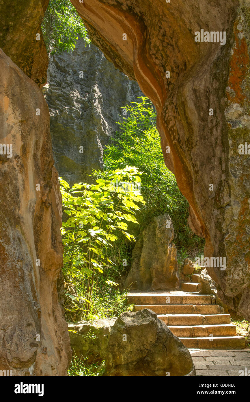 Plus grande forêt de pierre de Shilin,, près de Kunming, Yunnan, Chine Banque D'Images