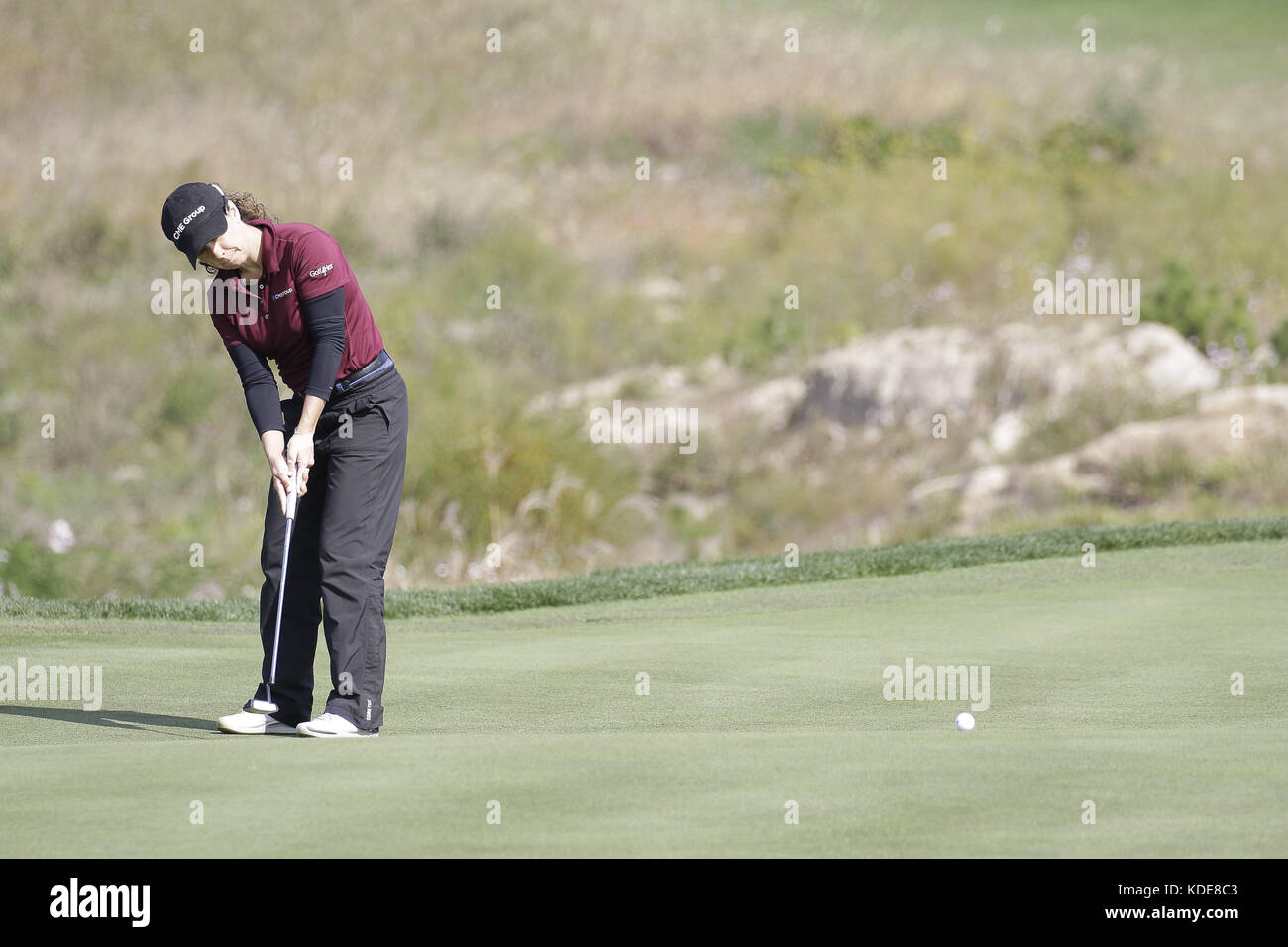 Incheon, Corée du Sud. 13 octobre 2017. Mo Martin of USA action sur le 6ème hall lors d'un championnat KEB HANA BANK LPGA jour 2 au Sky72 Ocean Golf Range à Incheon, Corée du Sud. Crédit : Ryu Seung il/ZUMA Wire/Alamy Live News Banque D'Images