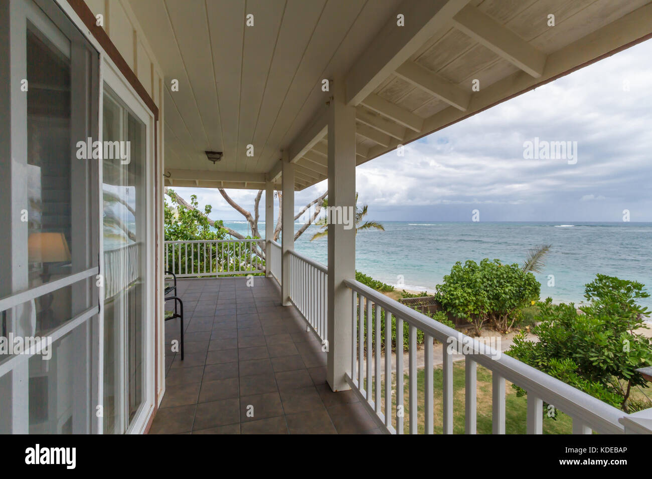 Beach front home à Hawaï Banque D'Images