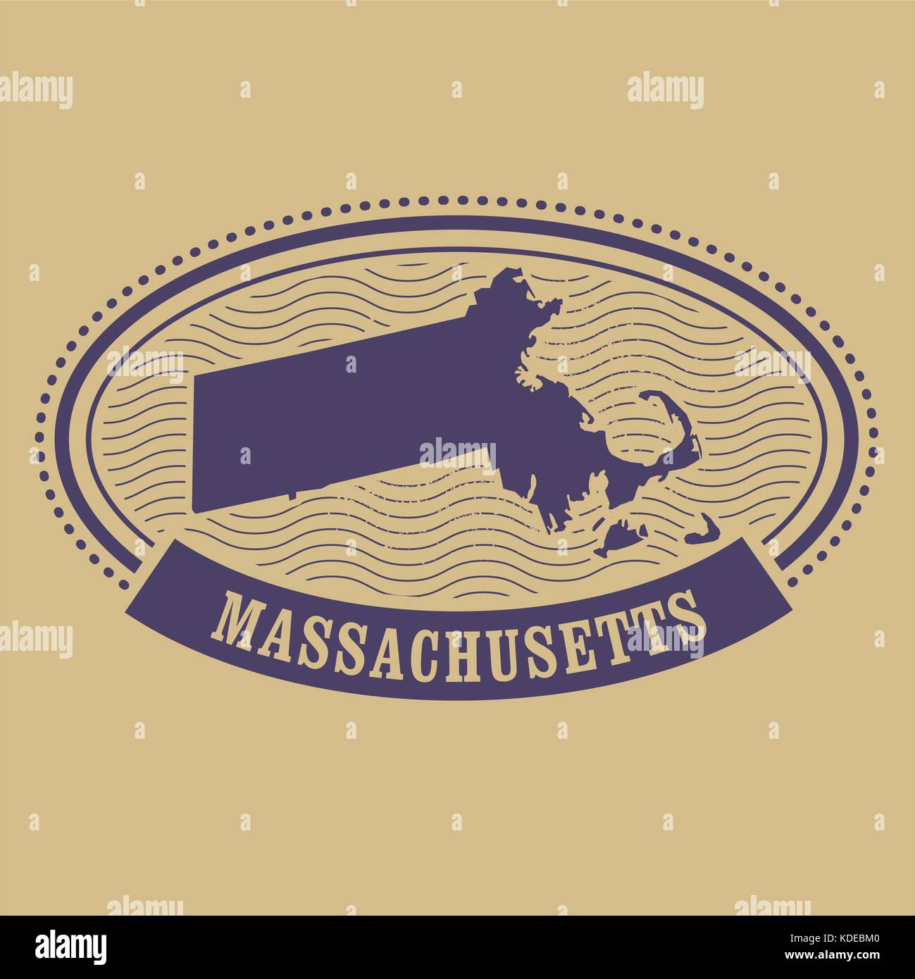 Le Massachusetts site silhouette - cachet ovale Illustration de Vecteur