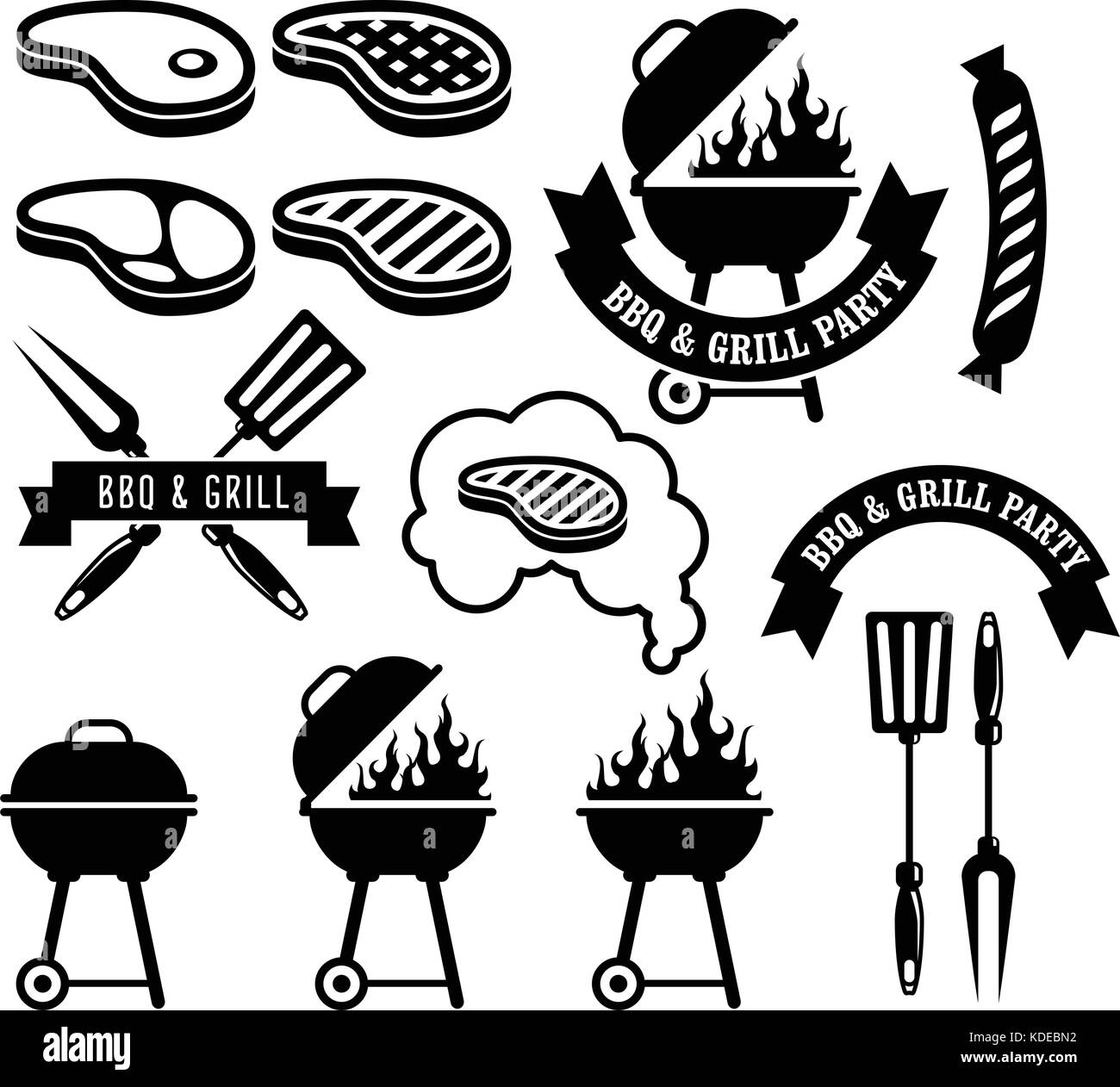 Barbecue barbecue et grill - l'emblème Illustration de Vecteur