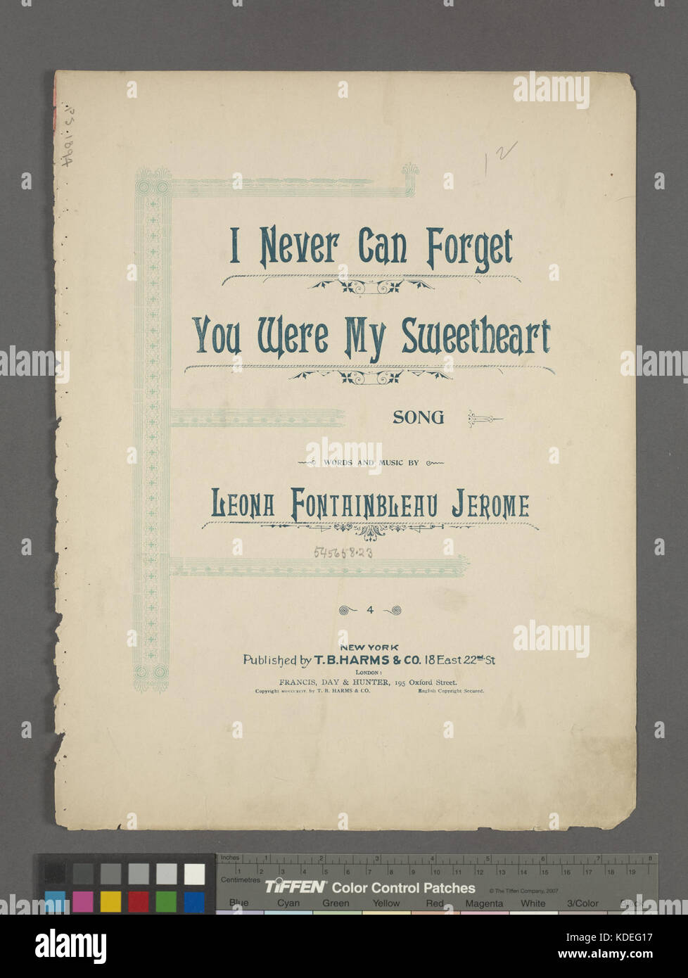 Cette image vintage présente une scène romantique d'une photographie du début du XXe siècle intitulée « je ne peux jamais oublier que vous étiez mon amoureux », reflétant les sentiments émotionnels de l'époque. Banque D'Images