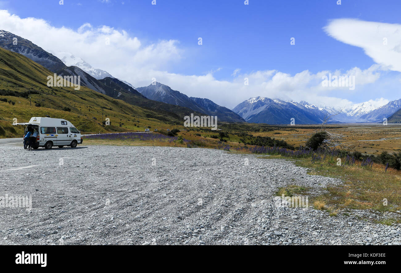 Vue panoramique sur la montagne en Nouvelle-Zélande Banque D'Images