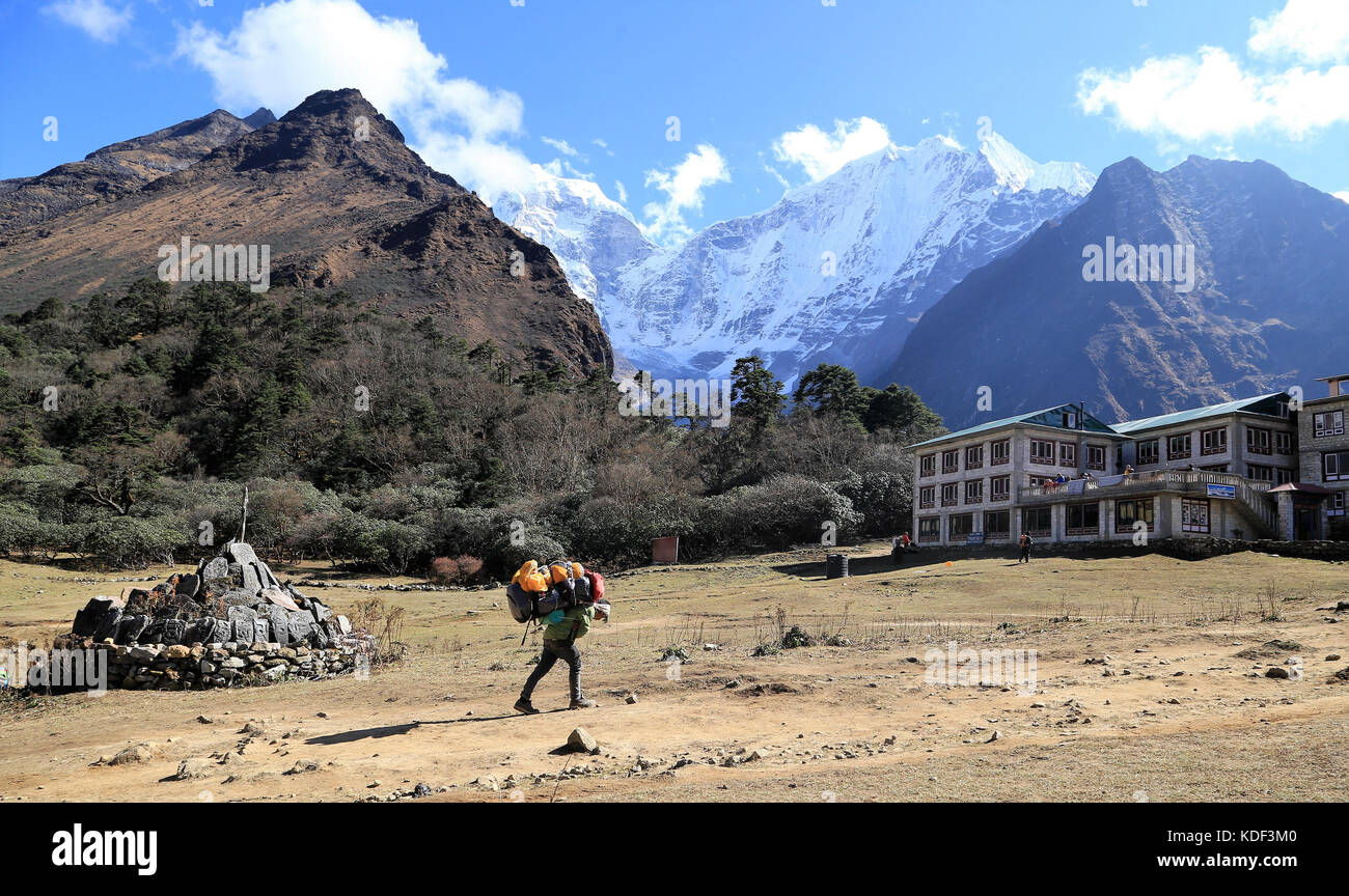 Camp de base de l'everest trek, parc national de Sagarmatha (Népal) Banque D'Images