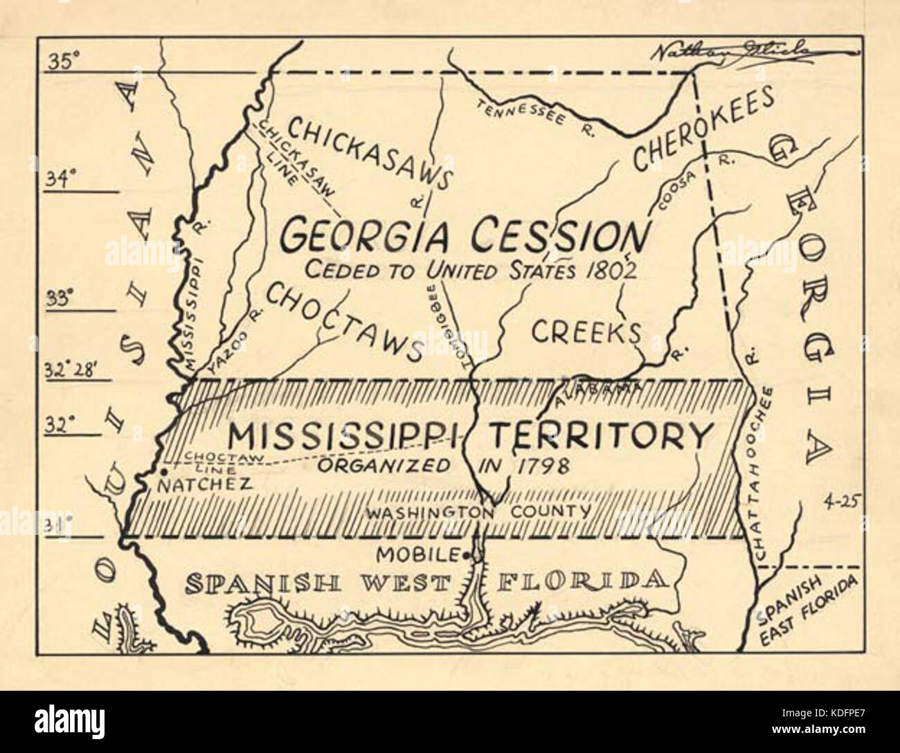Carte du territoire du Mississippi Photo Stock Alamy