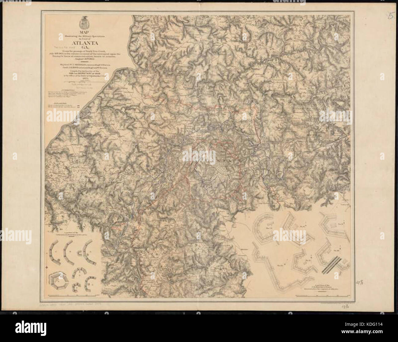 Carte illustrant les opérations militaires en face de Atlanta, Ga à partir de l'adoption de Peach Tree Creek, Juillet 19th, 1864, le début du mouvement sur les lignes ennemies de la communication, (10842946274) Banque D'Images