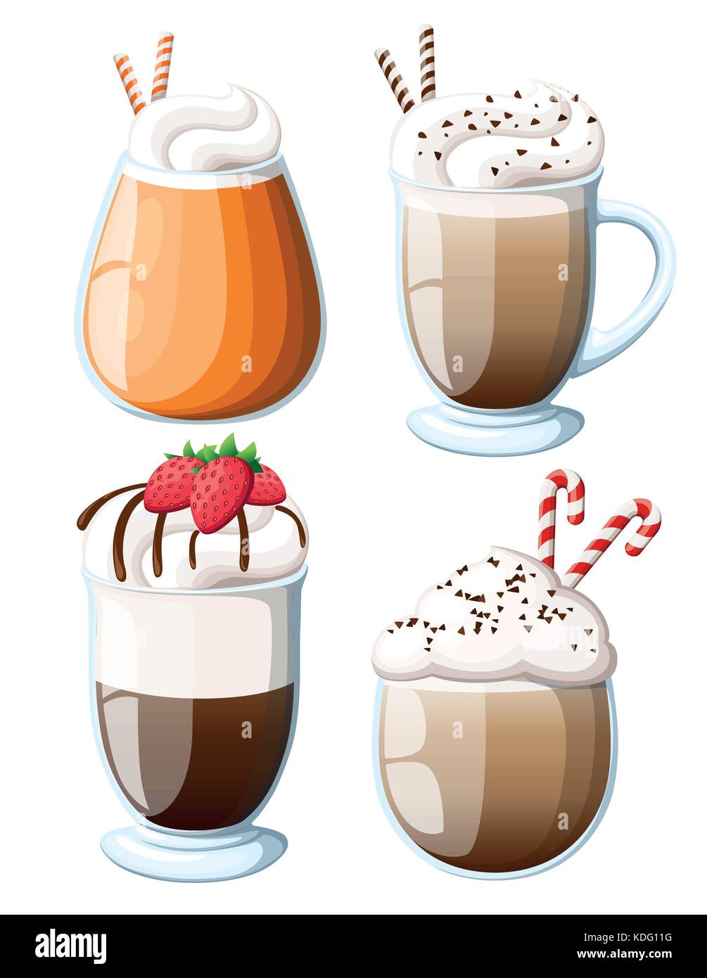 Vector illustration of cocktail irish coffee mug latte chaud de verre avec mousse crémeuse, cocktail de cappuccino avec de l'alcool, avec logo bro Illustration de Vecteur