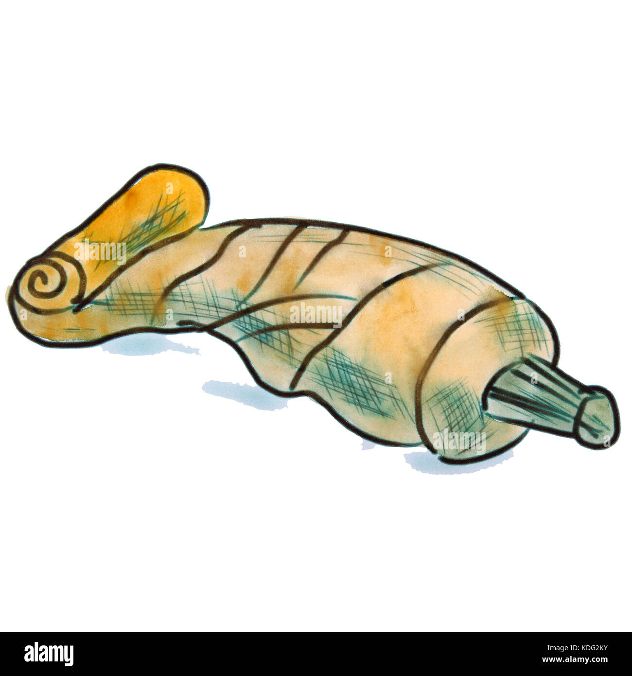 Tube d'aquarelle, personnage jaune isolé sur fond blanc Banque D'Images