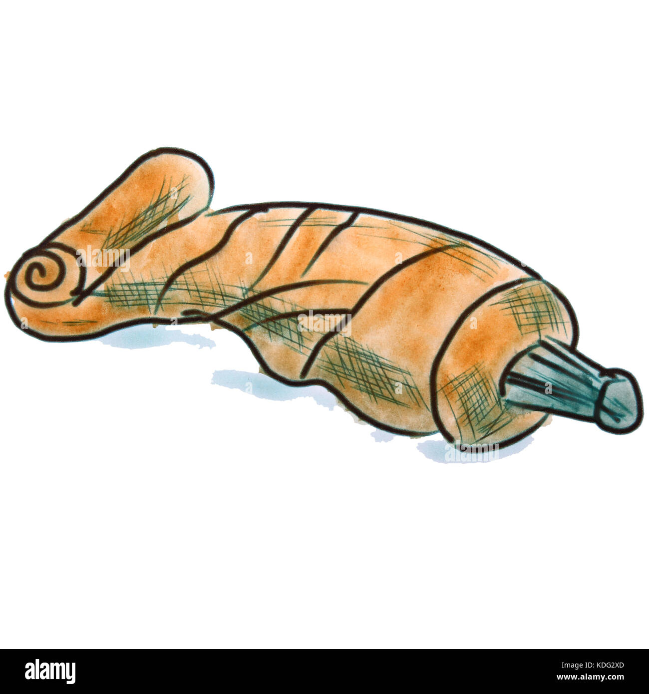 Aquarelle orange tube personnage, isolé sur fond blanc Banque D'Images