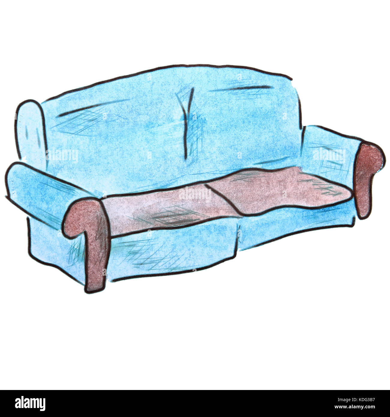 Aquarelle canapé light blue personnage, isolé sur fond blanc Banque D'Images