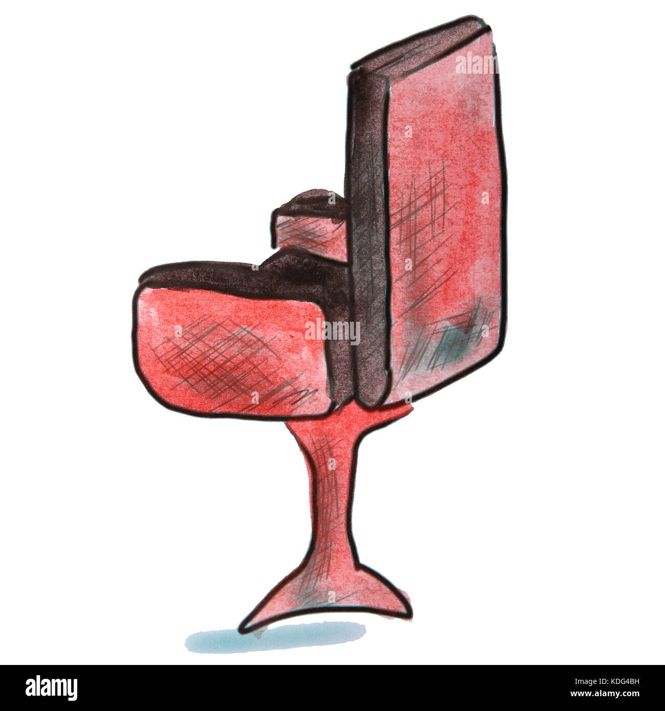 Chaise de bureau rouge aquarelle personnage, isolé sur fond blanc Banque D'Images