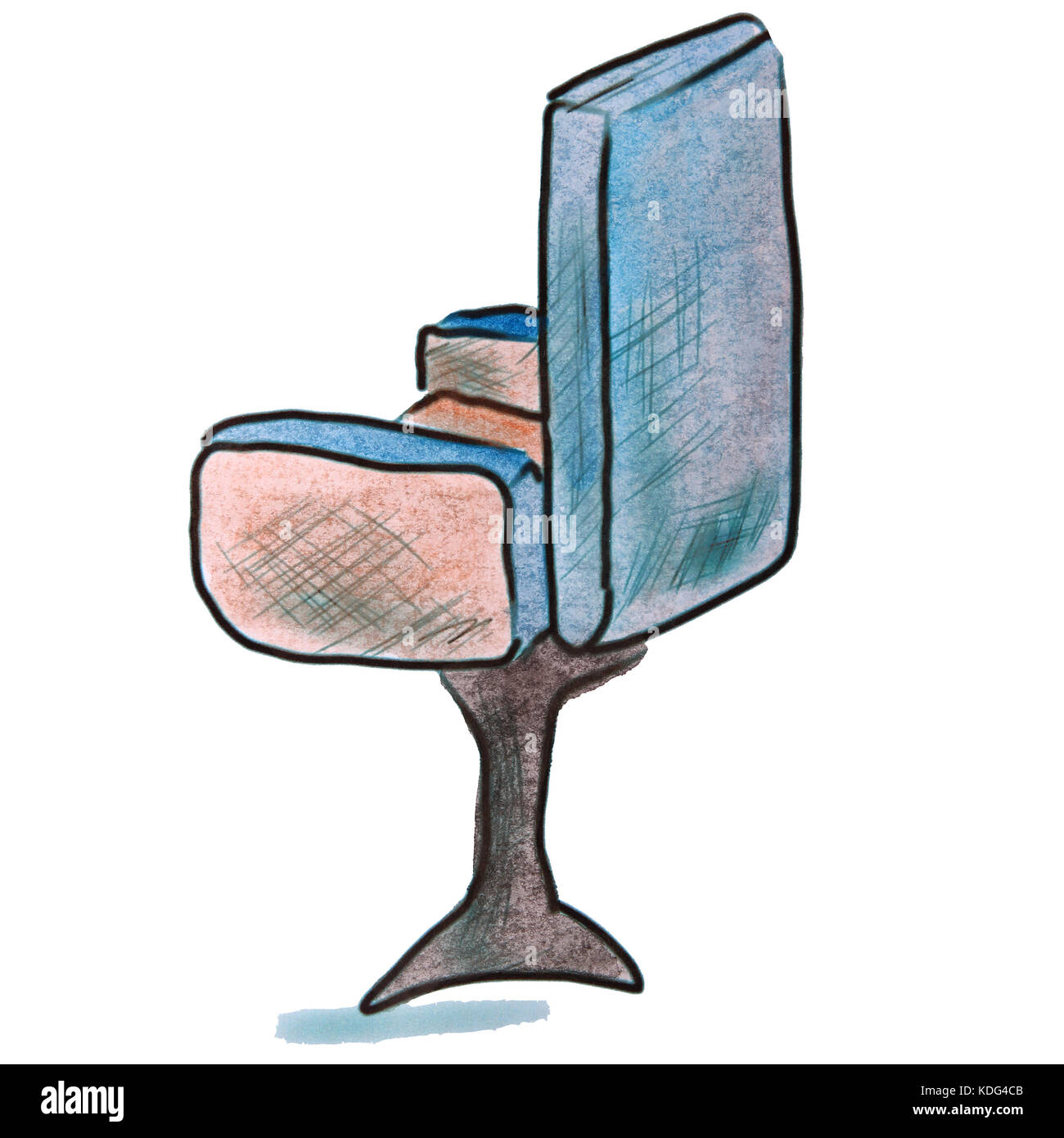 Chaise de bureau à l'aquarelle personnage bleu, isolé sur fond blanc Banque D'Images