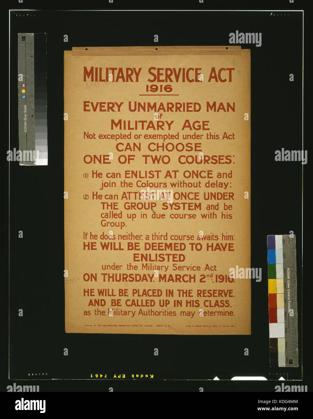 Loi sur le service militaire 1916 RCAC2003663170 Banque D'Images