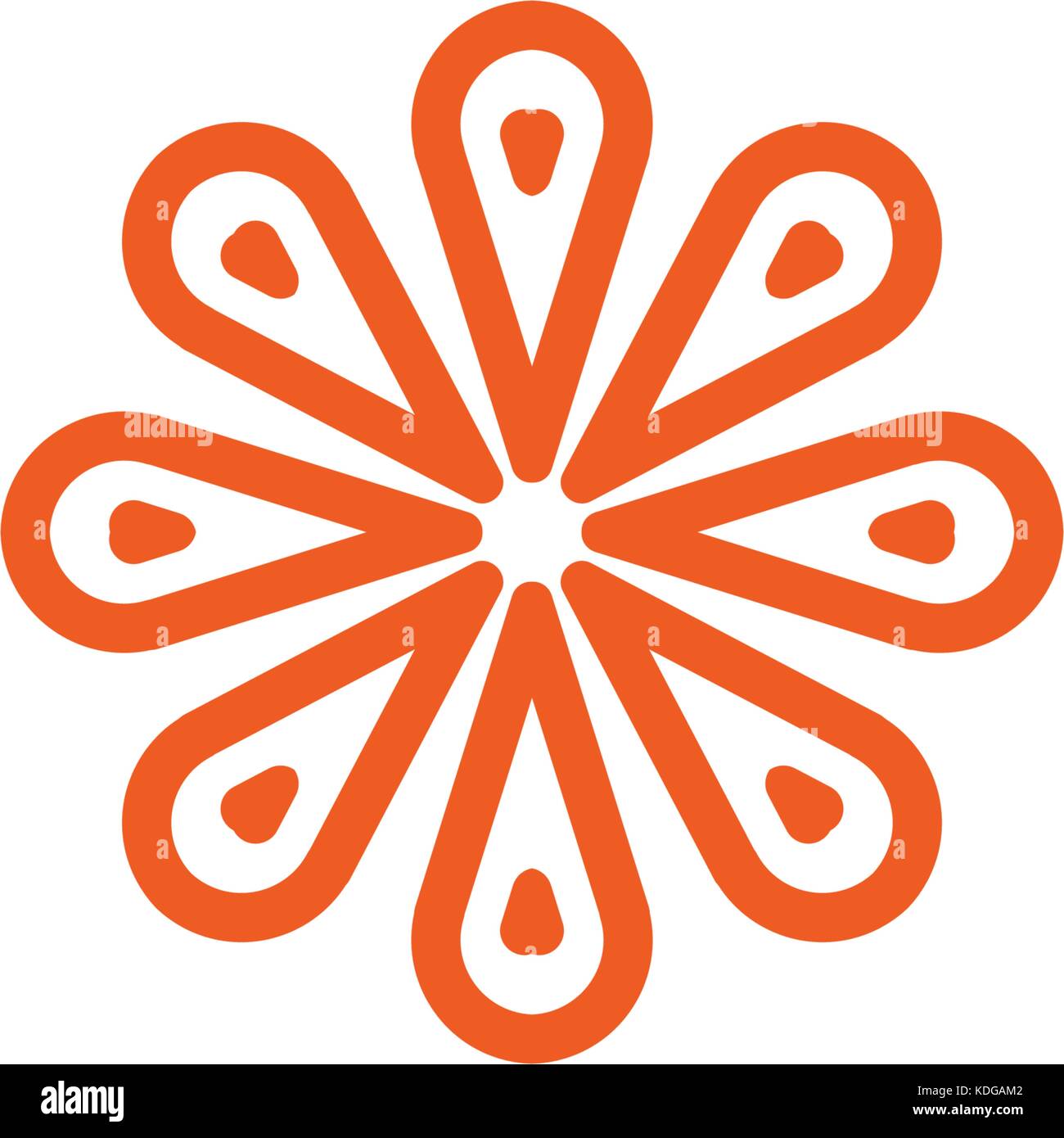 Vector fleur logo linéaire. ligne orange sun art icône. contours jardin symbole abstrait. Illustration de Vecteur