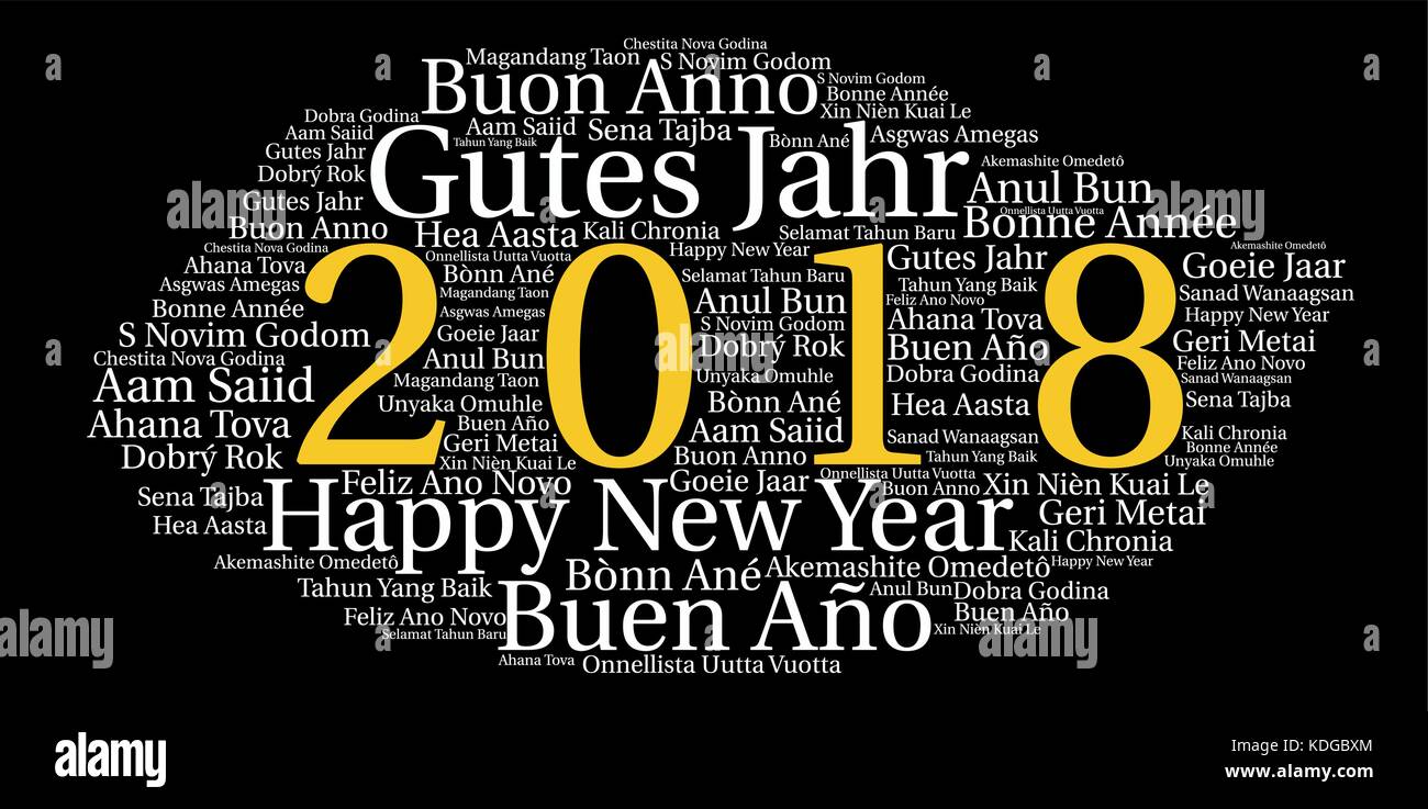 Nuage de mots, concept de nouvelle année dans toutes les langues du monde, rendu avec nuage et tags. Illustration de Vecteur