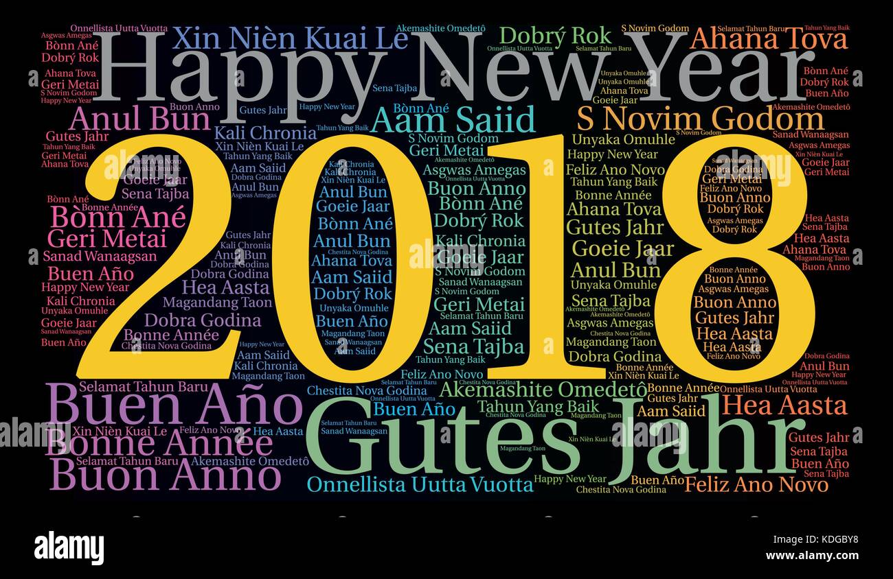 Nuage de mots, concept de nouvelle année dans toutes les langues du monde, rendu avec nuage et tags. Illustration de Vecteur