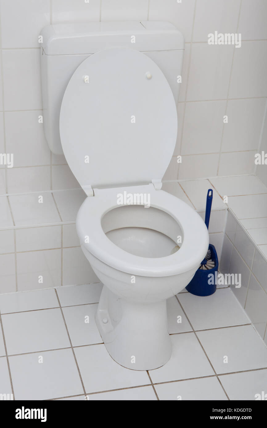 Livre blanc de la cuvette des toilettes dans une salle de bains Hygiène Nettoyage Banque D'Images Livre blanc de la cuvette des toilettes dans une salle de bains Hygiène Nettoyage Banque D'Images