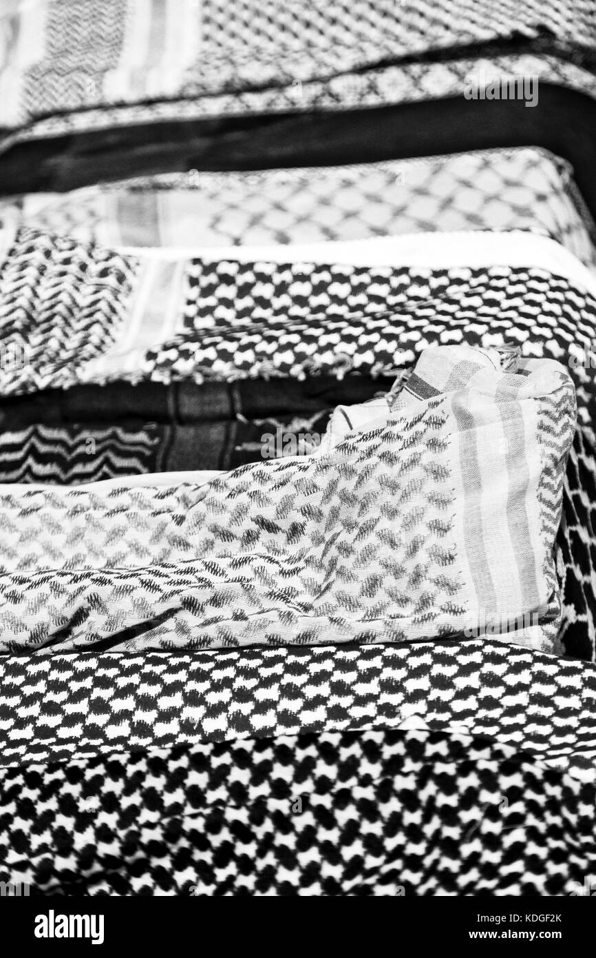 La texture de la symbolique traditionnelle de coton foulard arabe comme background abstract Banque D'Images