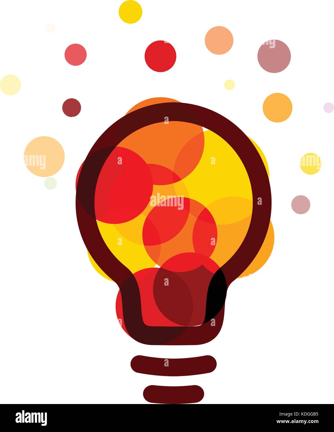 Icône d'ampoule. idée créative logo design concept. bright colorful circles, des bulles d'inspiration vecteur solution art signe. Illustration de Vecteur