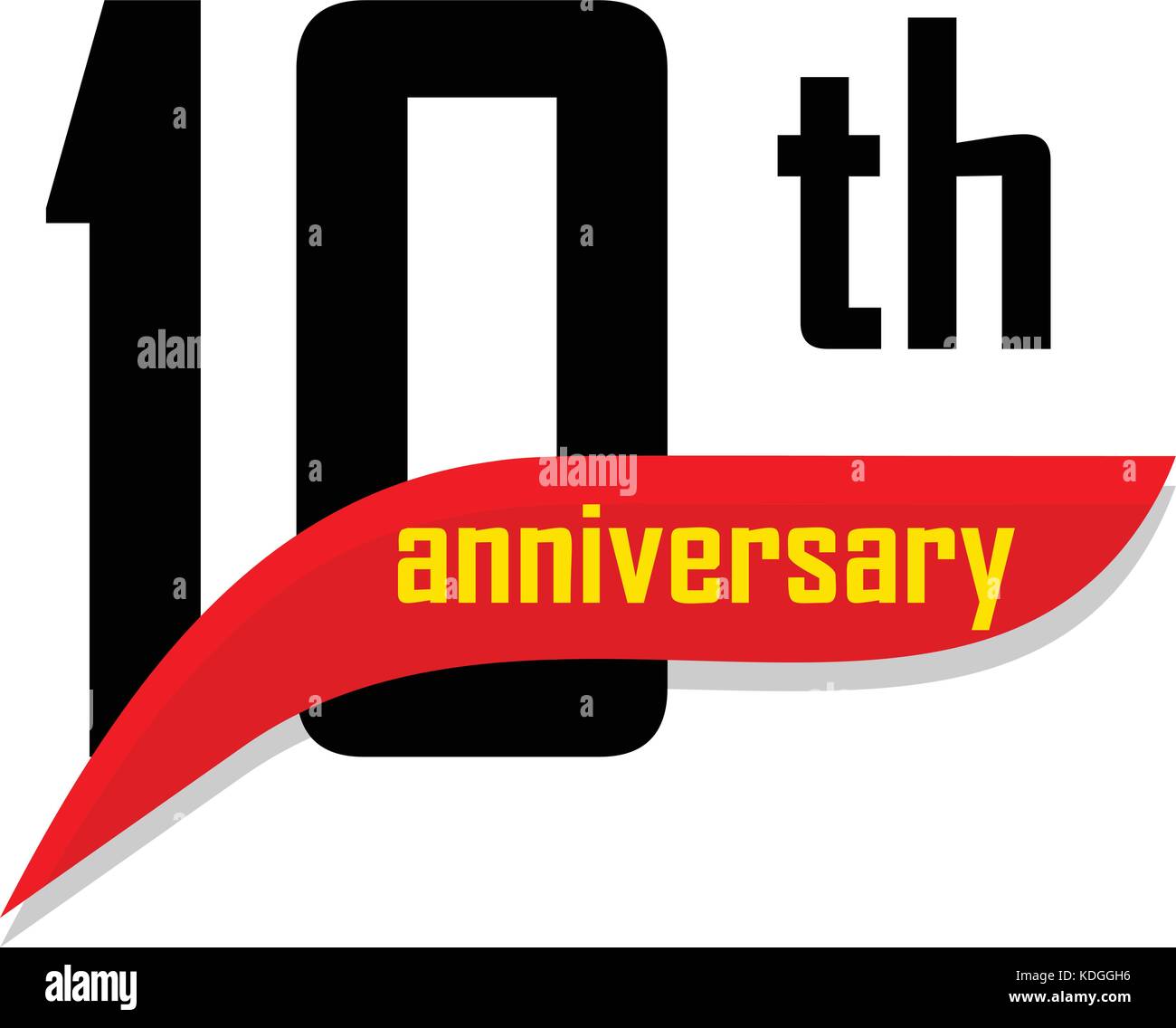 10e Anniversaire Resume Logo Vector Dix Joyeux Anniversaire Jour Icone Numeros Noirs Witth Forme Boomerang Rouge Avec Texte Jaune 10 Ans Image Vectorielle Stock Alamy