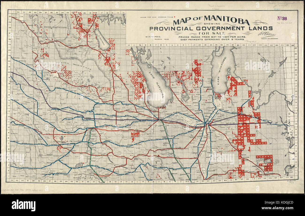 Carte du Manitoba qui fais des terres du gouvernement provincial pour la vente (14304159767) Banque D'Images